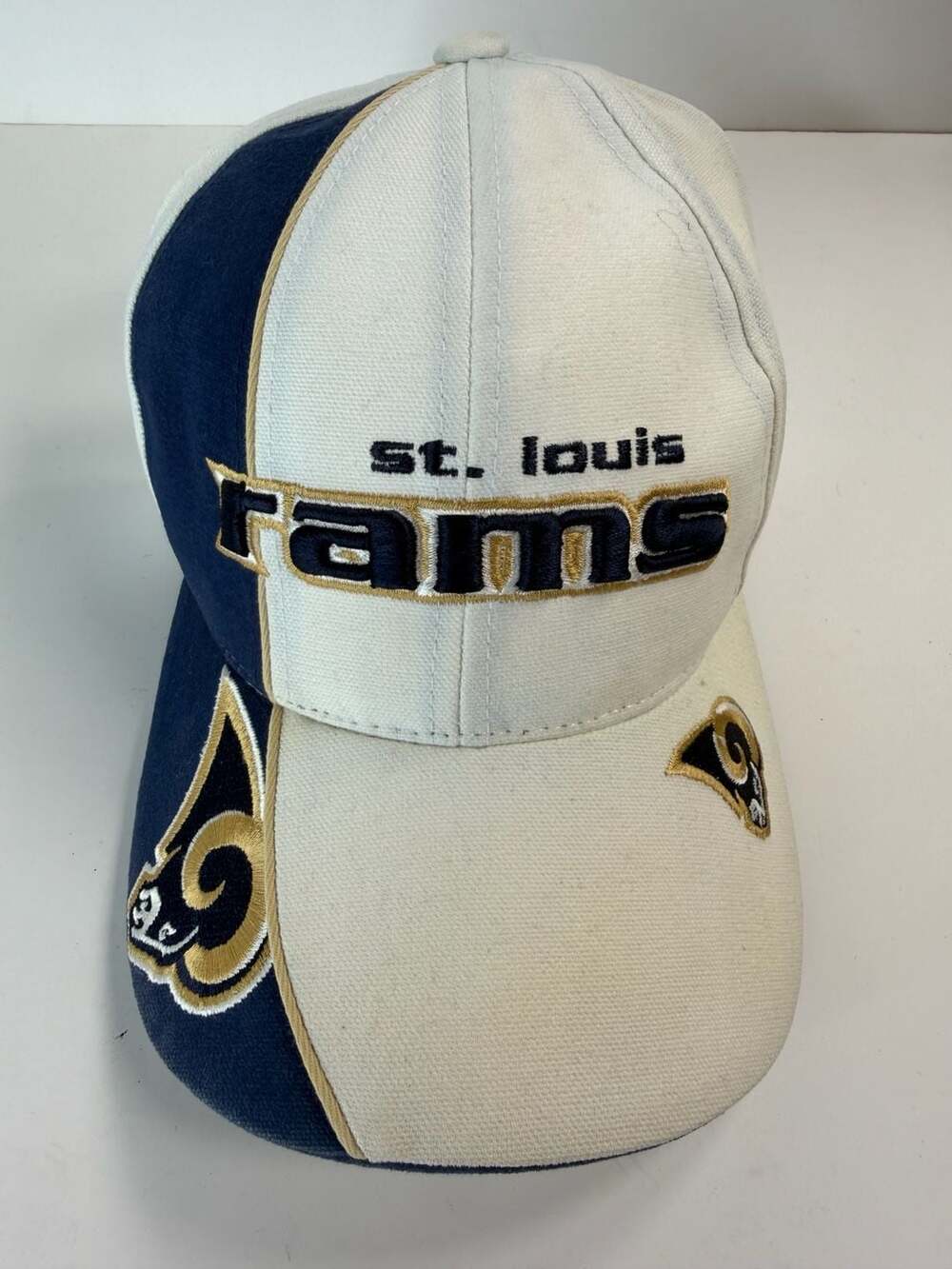 Vintage Reebok NFL Pro Line St. Louis Rams Strapback Hat Cap White Blue